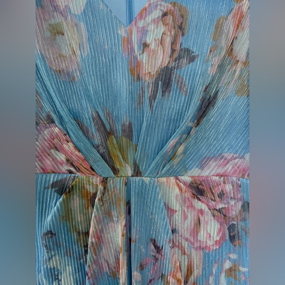 Adrianna Papell Printed Metallic Crinkle GownSize 12 - Picture 9 of 13